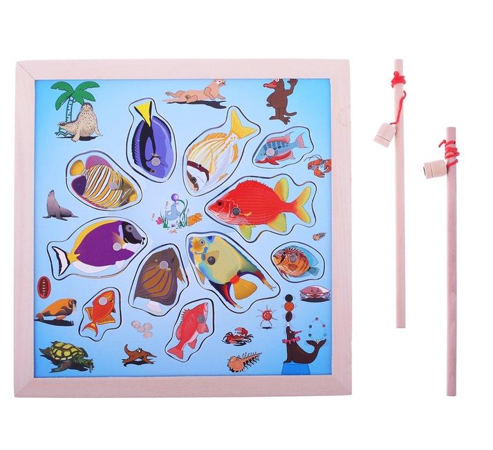 Bộ đồ chơi câu cá đại dương 2 cần bằng gỗ giúp trẻ khéo léo hơn vừa học vừa chơi
