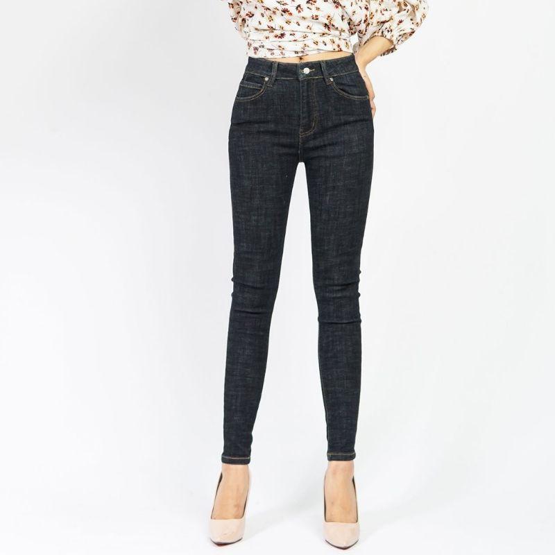 Quần jeans đen giấy co giãn bigsize