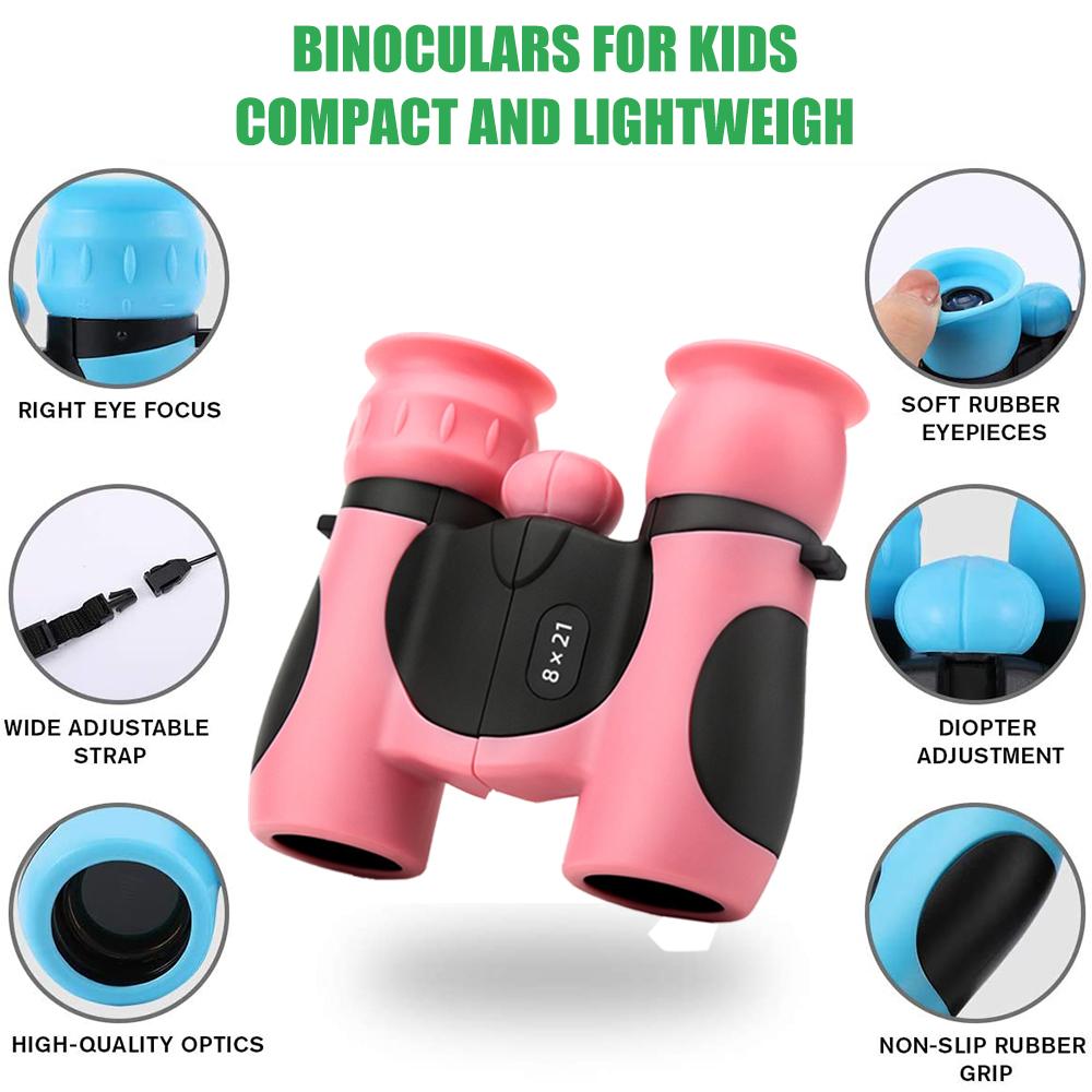 Binoculars for Kids 8x21 High-Resolution Kids Binoculars Gift Set for Boys Girls Portable Kids Binoculars for Bird