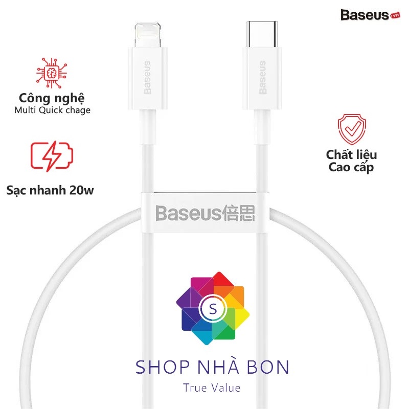 Cáp sạc nhanh siêu bền IP 20W Baseus Superior Series Fast Charging Data Cable Type-C to iP PD (480Mbps)-Hỗ trợ sạc nhanh PD 20W dành cho iPhone 13/ Iphone 14 / PD 18W dành cho iP11/ iP XS Max- Hàng chính hãng