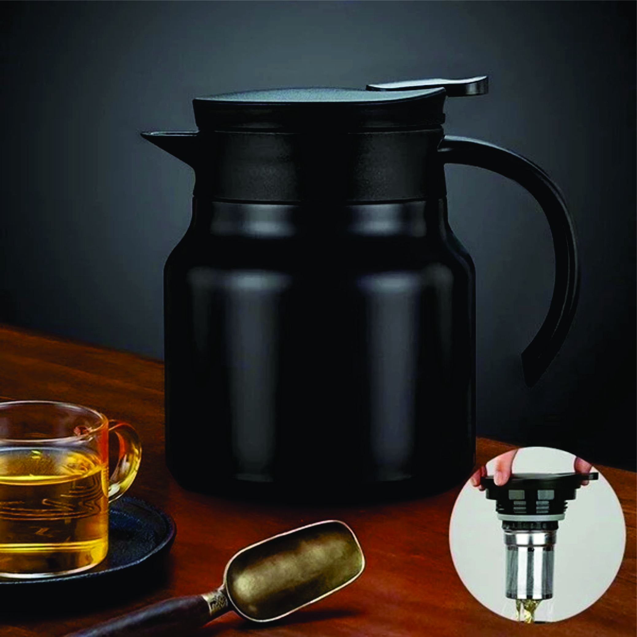 Ấm pha trà giữ nhiệt - Bình pha trà dung tích 1000ML có lõi lọc cao cấp có quai cầm rất thích hợp để đựng nước, hãm trà, màu ngẫu nhiên