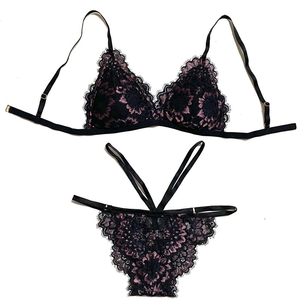 HISEXY Mã B105 Set Đồ Lót Bralette Ren Cao Cấp Thiết Kế Gọng Mỏng Kiểu quần T