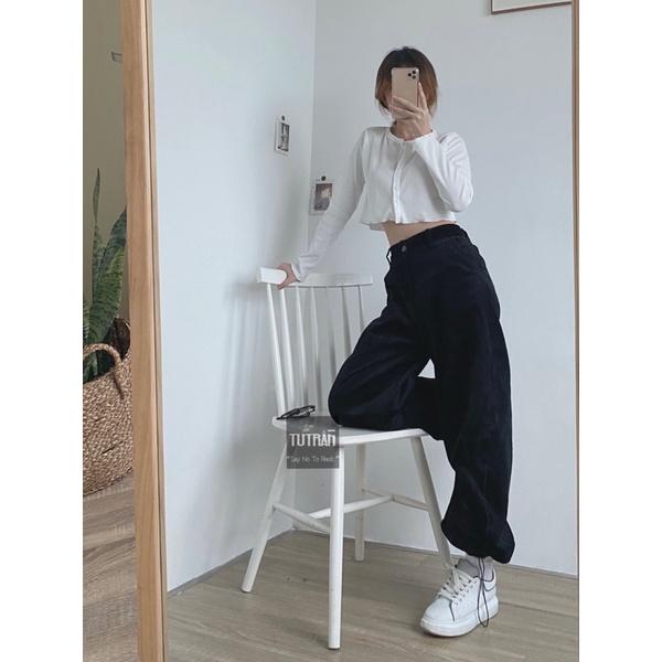 Quần Jogger Nhung tăm rút gấu ( Ảnh Thật)