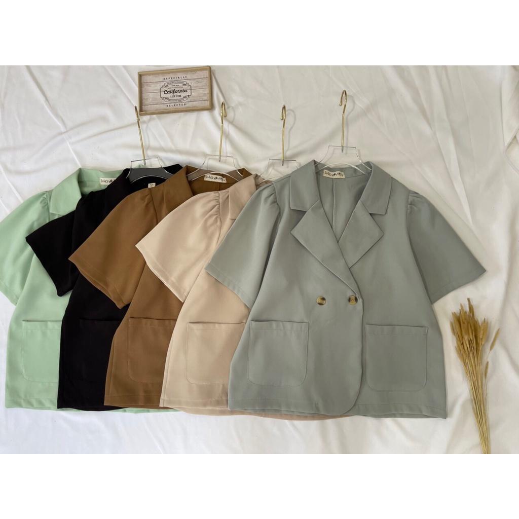 Blazer tay ngắn thời trang thanh lịch cho nữ. Blazer croptop ngắn tay - có ảnh thật