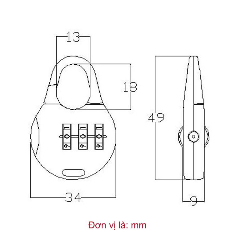 Khóa số mini dùng cho Vali - balo A104 (màu ngẫu nhiên)