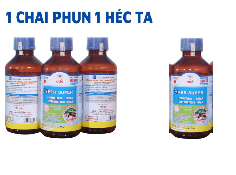 (Cực mạnh) Thuốc diệt muỗi Cyper super 600EC 1 lít diệt côn trùng, ruồi vàng, bọ xít muỗi... Hàng kết hợp 2 hoạt chất