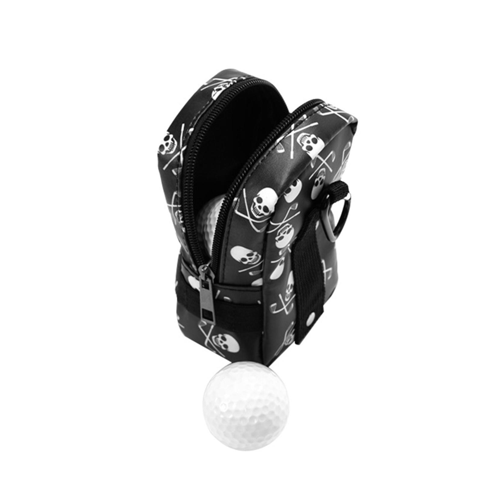 Mini PU Golf Ball Storage Bag Holder Case with Tee Position Zipper Training