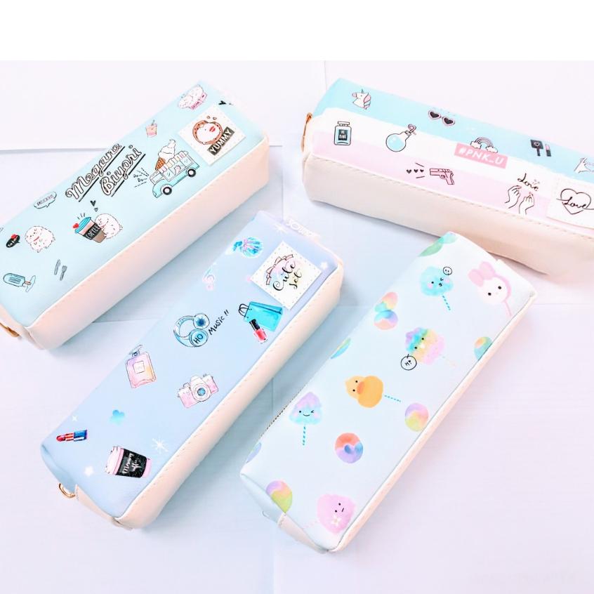 Hộp đựng bút viết, bóp vải kawaii phong cách Hàn Quốc