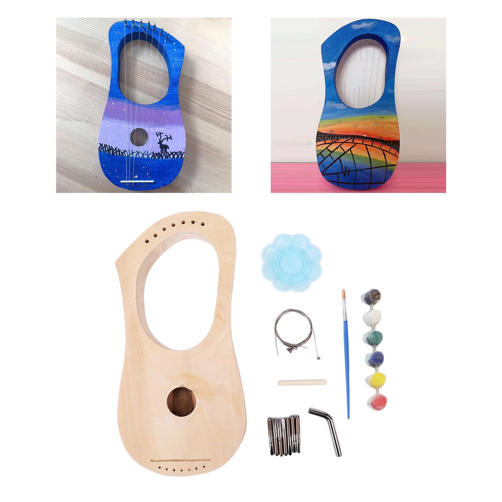 Harp Making Material Set, 7 String DIY Set, Soft Sound Interactive Beginners String Lyre, Harp Lyres, Wood String Instrument for Stage