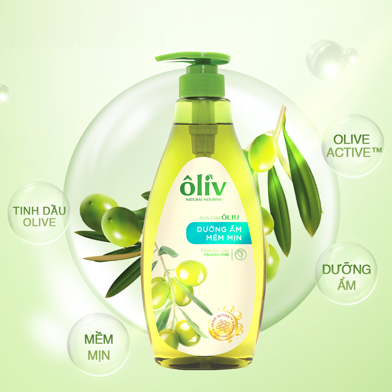 [Hàng Chính Hãng] Sữa Tắm Oliu Nguyên Chất Oliv Dưỡng Ẩm Mềm Mịn 650ml