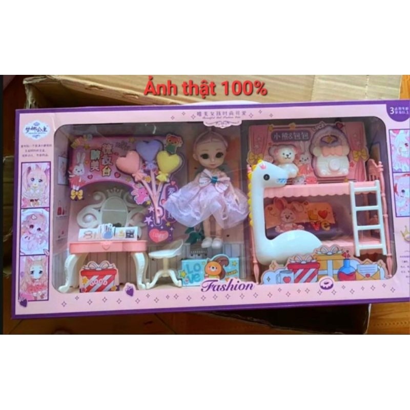 Đồ Chơi Búp Bê Kèm Bàn Trang Điểm Cỡ Lớn-Có Khớp Kèm Phụ Kiện Cho Bé Gái Làm Qùa Tặng Sinh Nhật, hộp búp bê barbie - Hàng Chính Hãng