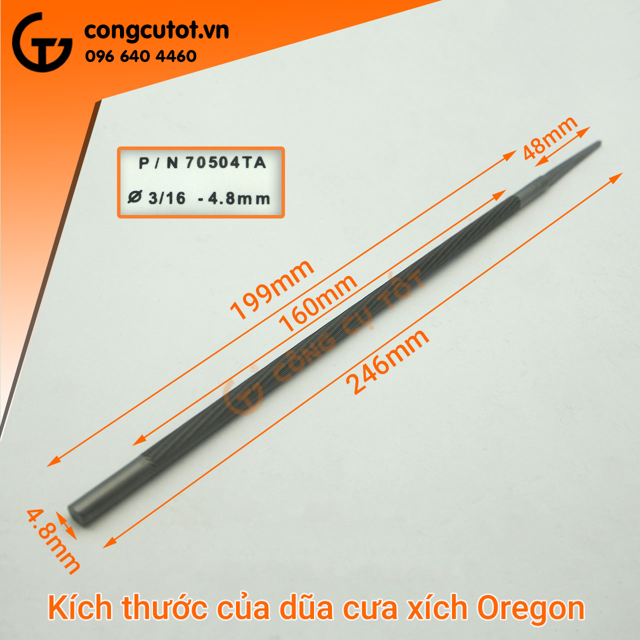 Dũa xích máy cưa Φ4.8 x 200mm dùng cho bước xích 325