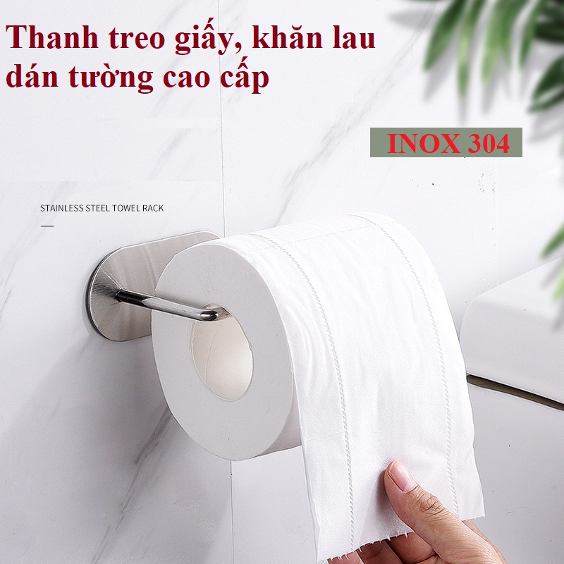 Thanh Treo Khăn Lau Tay - Móc Treo Cuộn Giấy Vệ Sinh Dán Tường kích thước 12 Cm chất liệu Inox 304 Cao Cấp