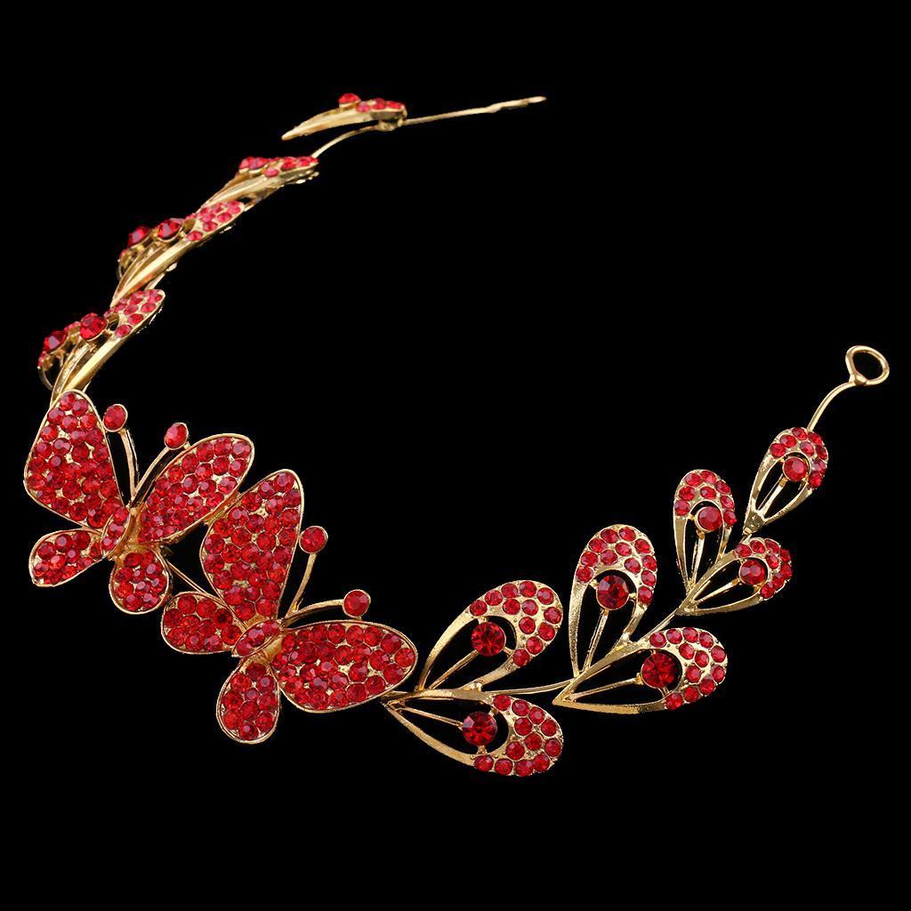 Elegant Wedding Crystal Butterfly Crown Tiara Headband Hair Accessories