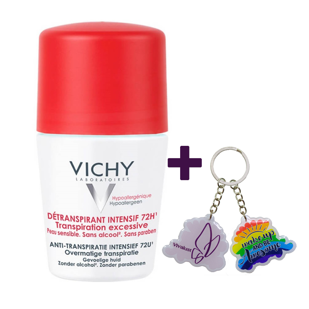 Lăn Khử Mùi Giúp Khô Thoáng Vùng Da Dưới Cánh Tay VICHY Detransprirant Intensif 72h Transpiration Excessive (50ml) - TẶNG MÓC KHÓA