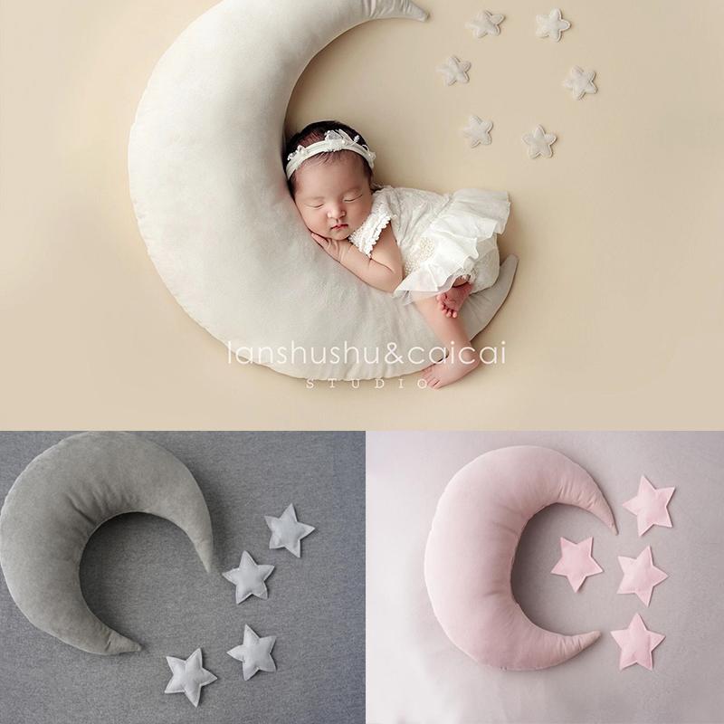 Fantasyland Sơ Sinh Đạo Cụ Chụp Ảnh Mặt Trăng-Hình Gối Với Ngôi Sao Full-Moon Chụp Ảnh Bé Yêu Phụ Kiện Sáng Tạo Đạo Cụ