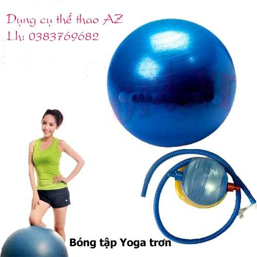 Bóng tập yoga trơn 75cm loại dày tặng bơm bóng và bộ kim bơm dự phòng