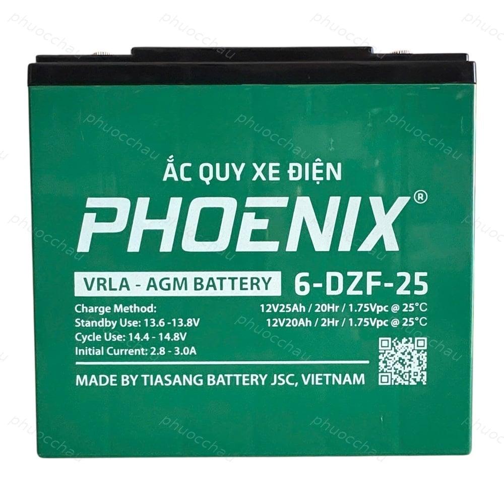 Ắc Quy Phoenix 6-DZF-25 (12V 25Ah) Cho Xe Đạp Điện, Xe Máy Điện