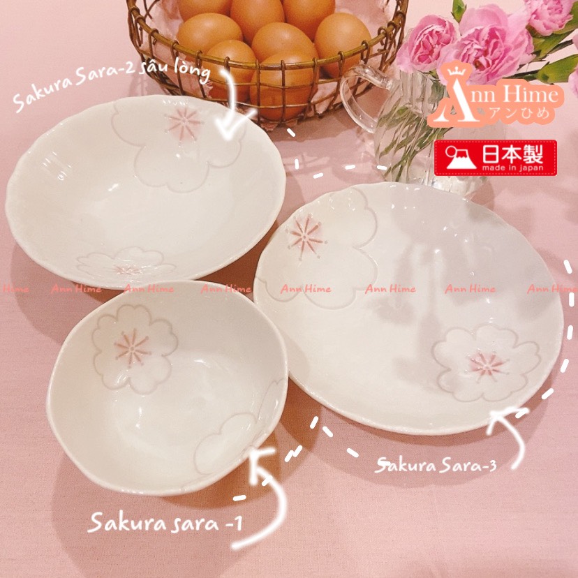 Bộ Bát Đĩa Sứ Thủ Công Sakura Nhập Khẩu Nhật Bản