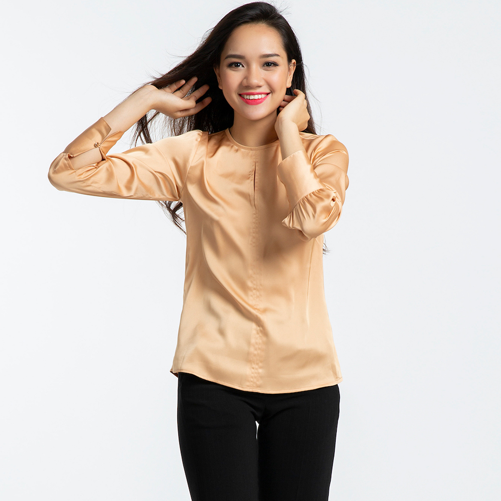 Áo Kiểu Nữ Áo Lụa Tay Dài Thời trang thiết kế Hity TOP103