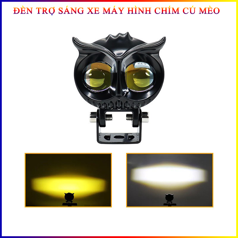 Đèn Pha Siêu Sáng Chống Nước Cho Xe Máy Chim Cú Mèo 7x6.5Cm