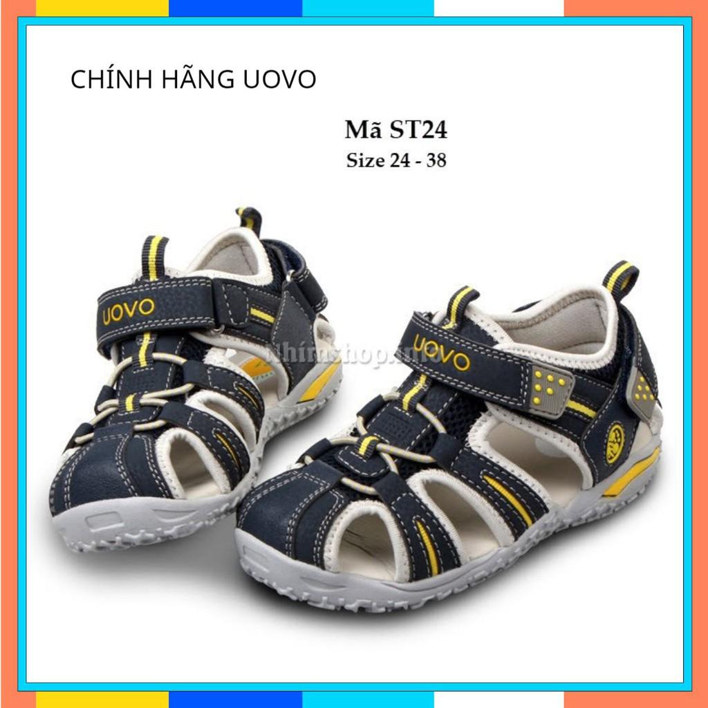 Dép rọ sandal bé trai UOVO kiểu bít mũi thể thao và phong cách thời trang có thể lót được đế chỉnh hình ST24 - Đen