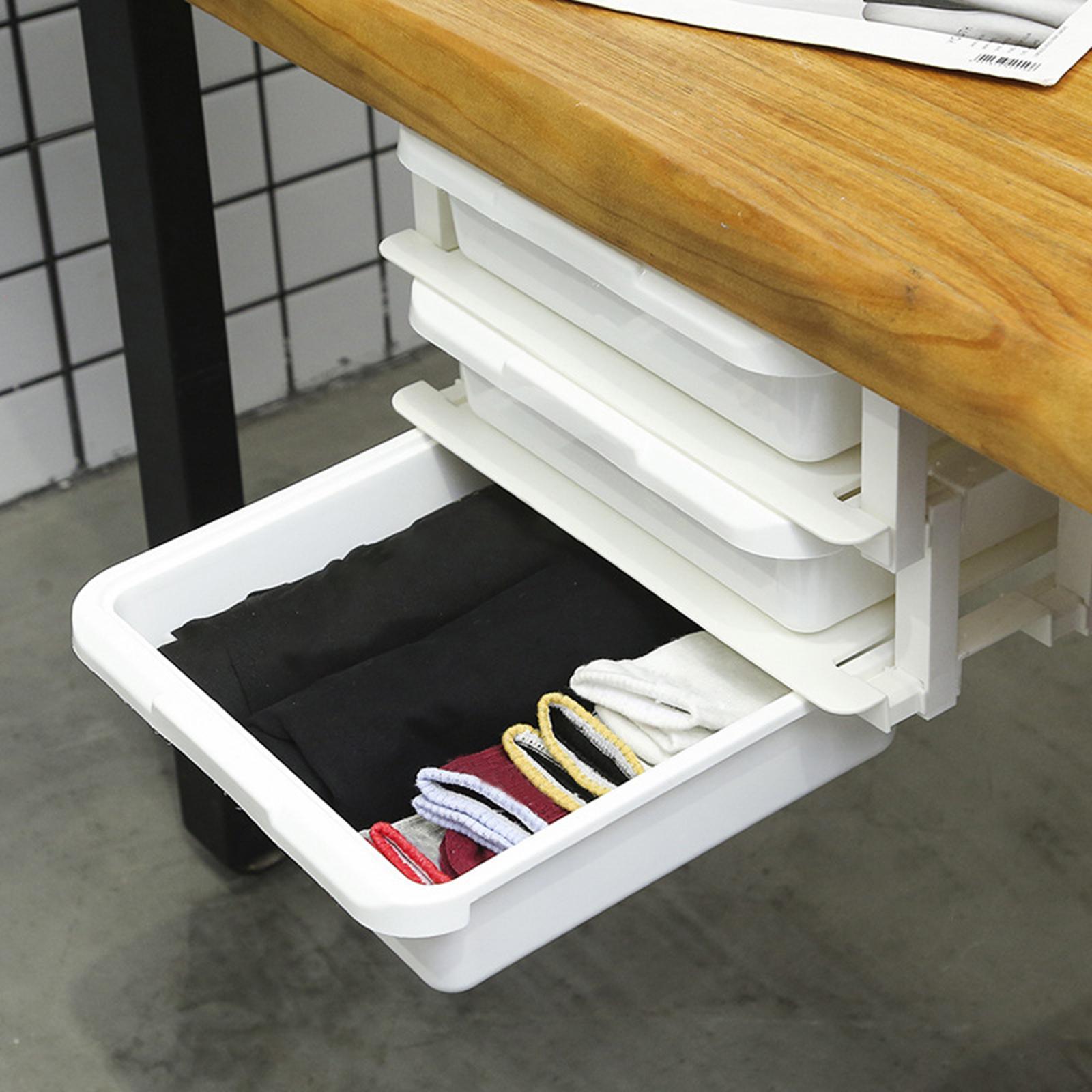 Hidden Under Desk Drawer Organizer Self-Adhesive for Kitchen Home Bedroom