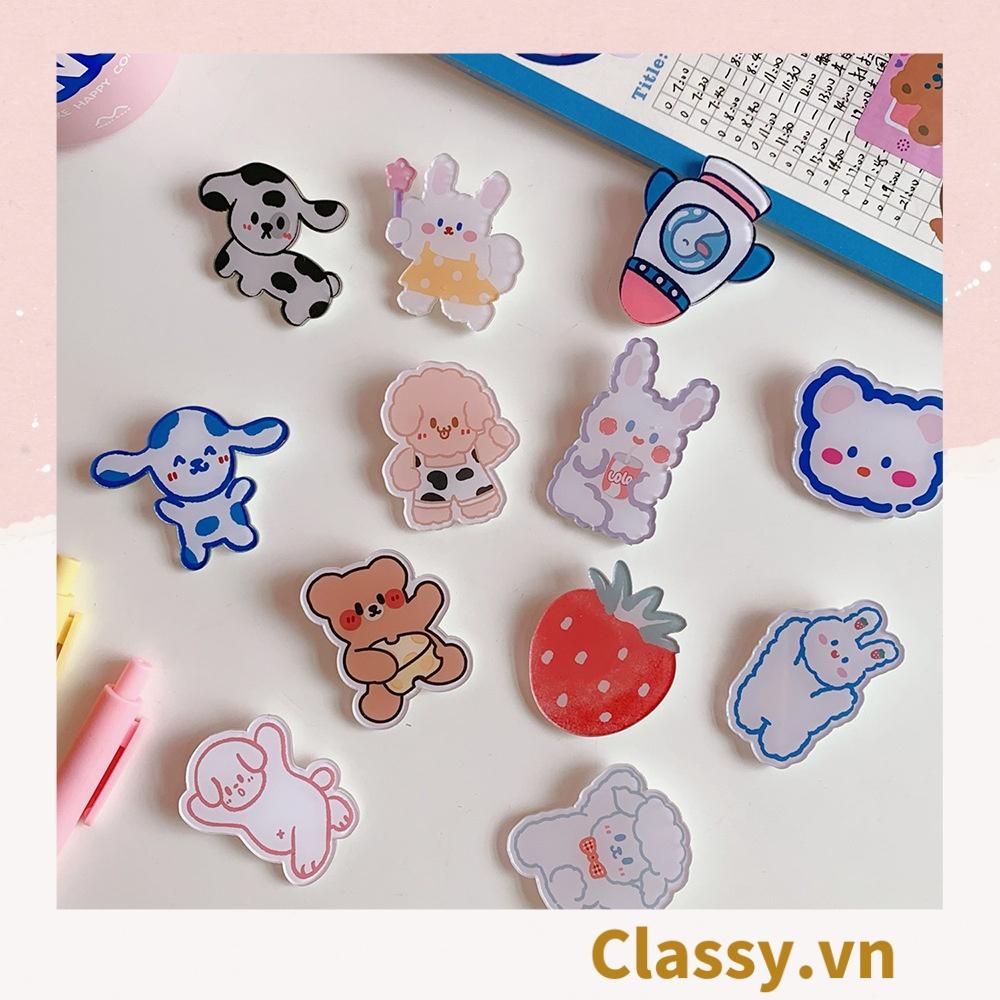 Pin Cài Áo, Balo, Túi Xách Classy bằng mica hình Thú Bông Hoạt Hình Dễ Thương PK649