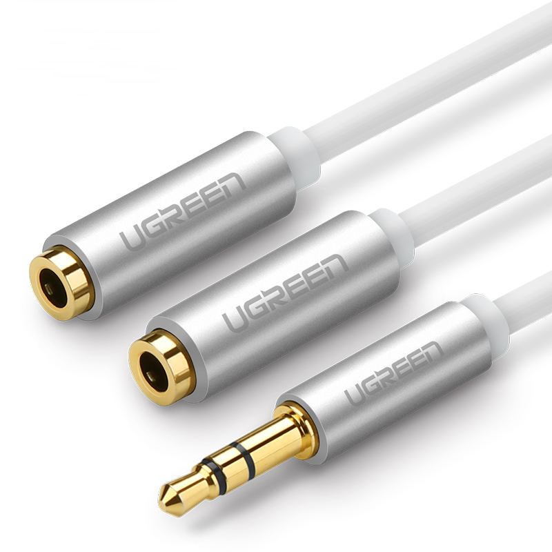 Dây cáp Audio 3.5mm đực chia 2 cổng 3.5mm cái đầu nhôm dài 20cm AV123 10780 - Hàng chính hãng