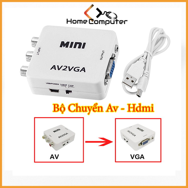 Bộ Chuyển Đổi AV ra VGA. Bộ Chuyển Tín Hiệu Từ Cổng Âm Thanh Av Ra Công Vga Hàng Chất Lượng