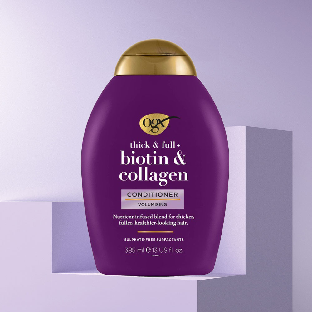 Dầu Xả OGX Thick &amp; Full Bổ Sung Biotin &amp; Collagen Cho Tóc 385ml