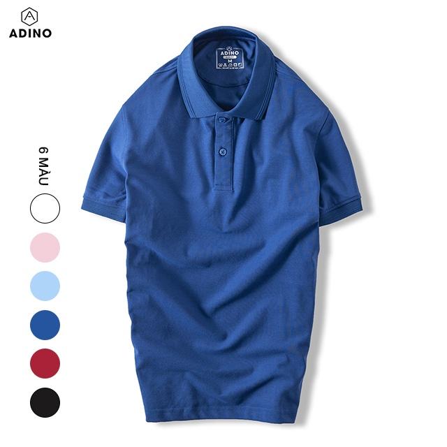 Hình ảnh Áo polo nam ADINO màu xanh đậm phối viền chìm vải cotton co giãn dáng công sở slimfit hơi ôm trẻ trung AP83