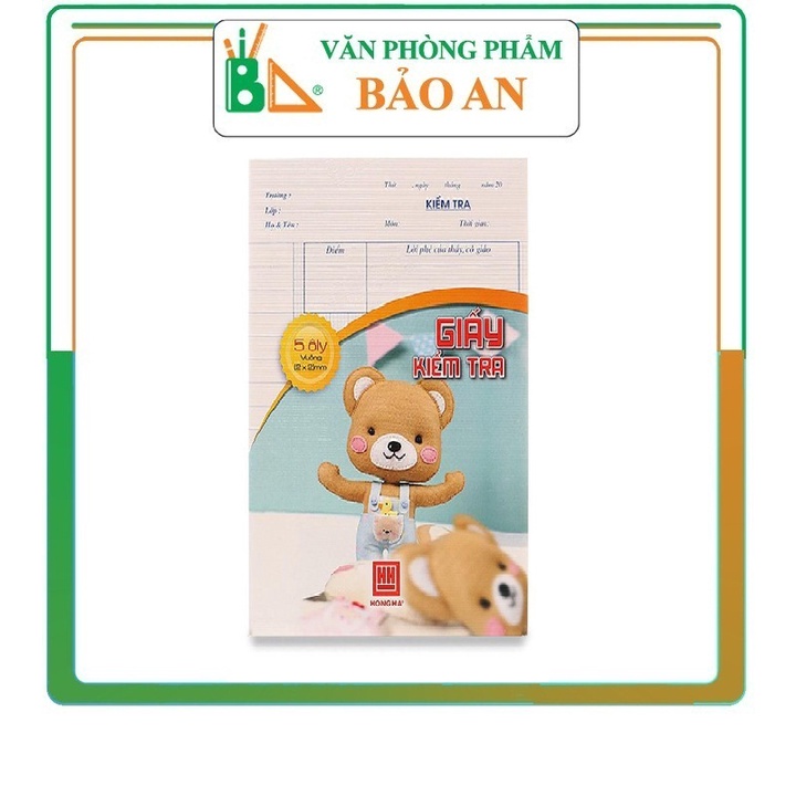 Giấy kiểm tra 5 ô ly HH Dream 4938 Dòng kẻ rõ nét, giấy viết không nhòe, với hình ảnh thú bông ngộ nghĩnh, đáng yêu phù hợp cho học sinh cấp I, tập viết