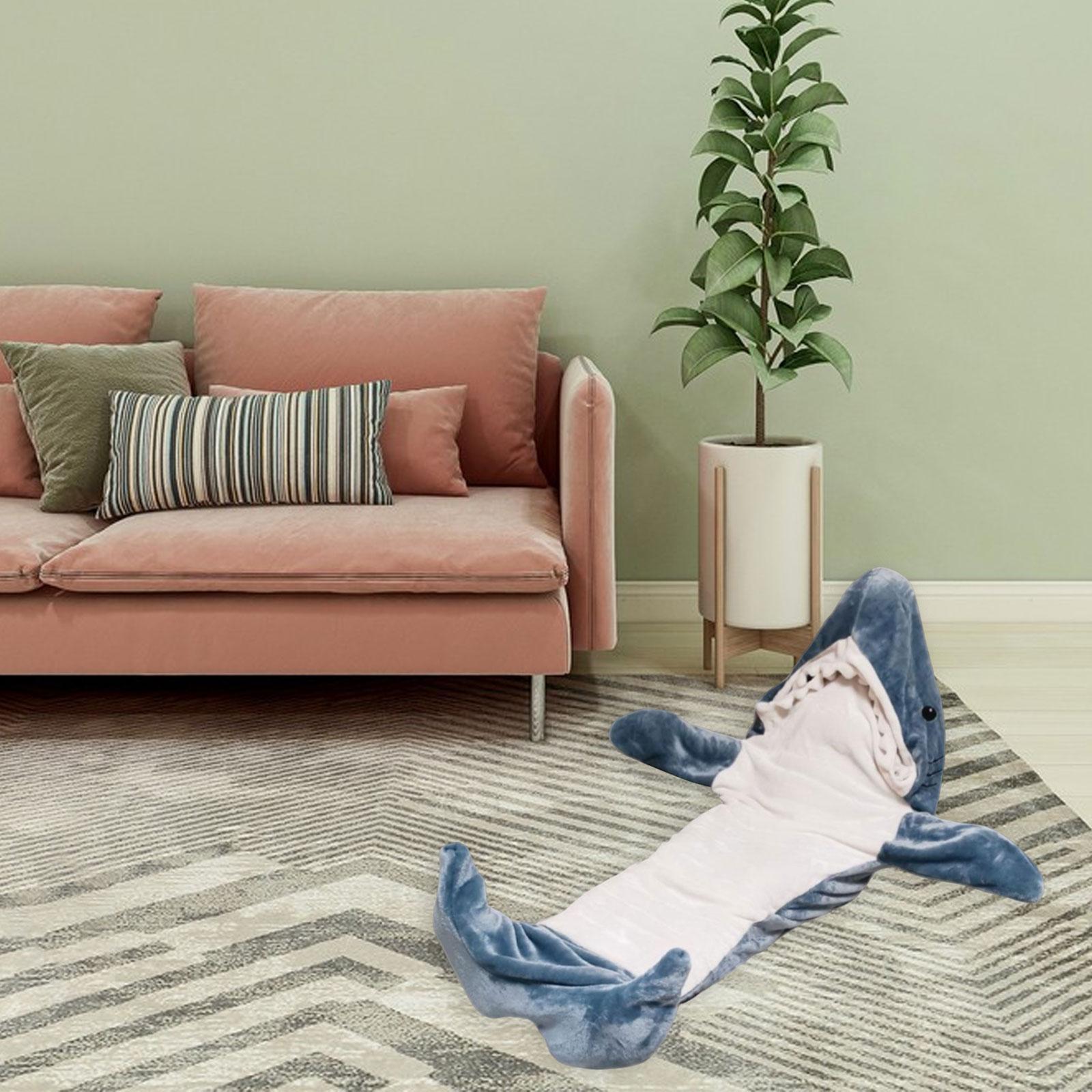 Shark Sleeping Bag Blanket Hooded Unisex Shark Cosplay Costumes Lightweight Funny Creative Soft Flannel Shark Costume Shark Blanket Wearable