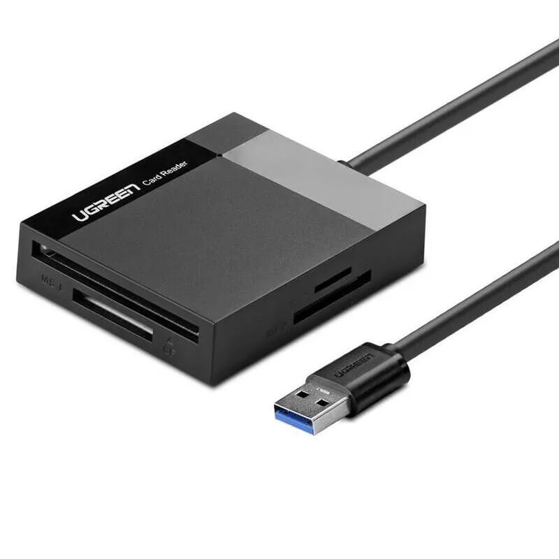 Đầu đọc thẻ USB 3.0 sang SD + TF + CF + MS cao cấp 0.5M màu Đen Ugreen 231HL30231HL Hàng chính hãng