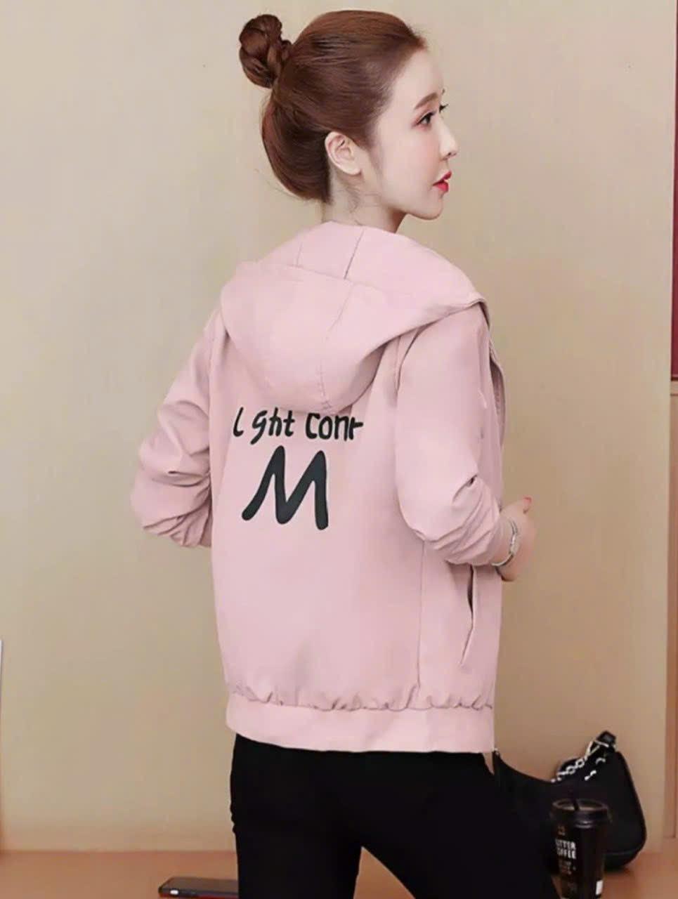 [FREESHIP] Áo khoác Gió Nữ Chất Dù Có 2 Lớp Có Phối Nón Bao Đẹp Hot Trend Có In Chữ M HTM FASHION - Gold