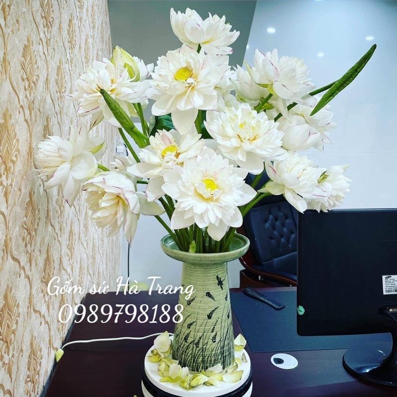 Lọ hoa gốm sứ Bát Tràng cao cấp miệng loe cao 28cm