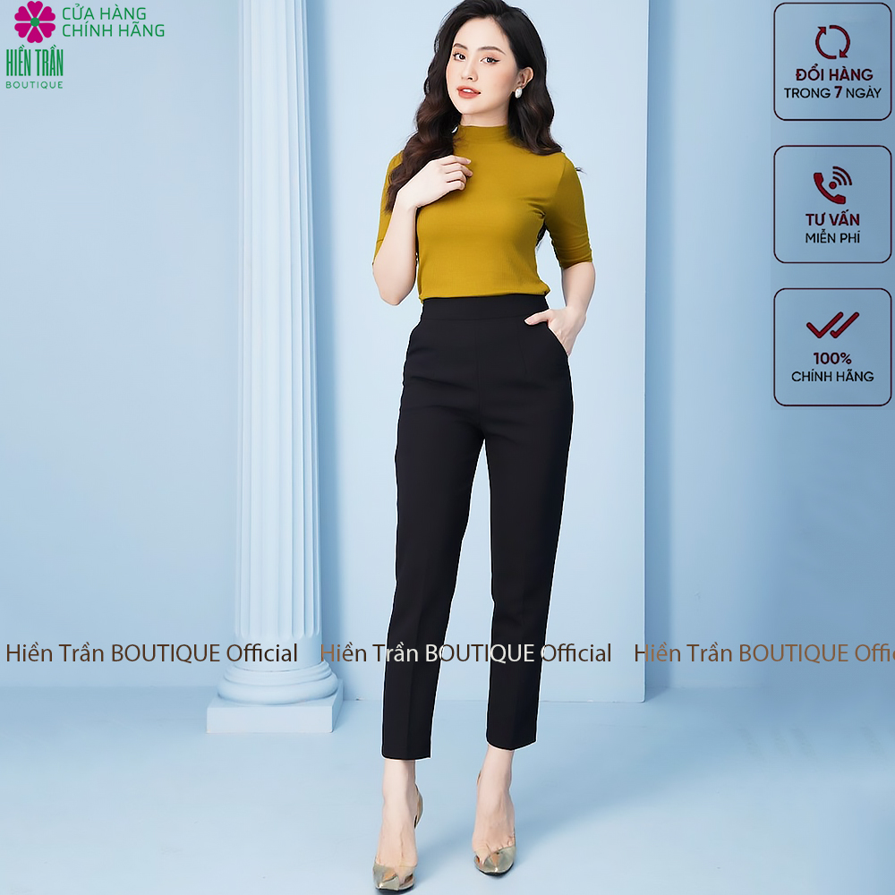 Quần baggy nữ Hiền Trần BOUTIQUE cạp chun sau, quần baggy vải công sở, cạp cao form dáng chuẩn, chất vải cao cấp