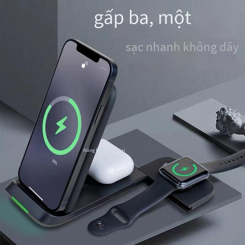 Vận chuyển nhanh Bộ sạc không dây Amazon Gấp từ tính 3 trong 1 cho Tai nghe Apple Watch Sạc nhanh 15W