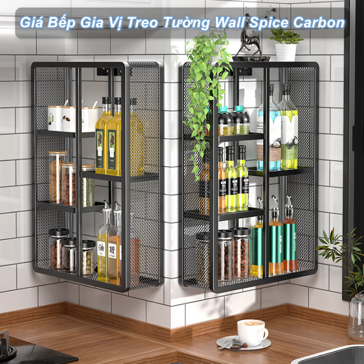 Giá Bếp Gia Vị Treo Tường Wall Spice Carbon