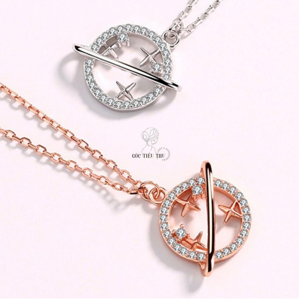 Vòng Cổ Sao Thổ Hợp Kim Đính Đá Hai Màu Vàng Bạc - MS003