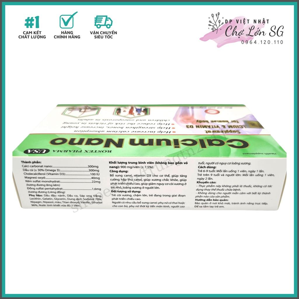 Viên uống CALCIUM NANO bổ sung canxi D3 giúp tăng chiều cao, chắc xương (XANH LÁ CÂY) – Hộp 30 viên