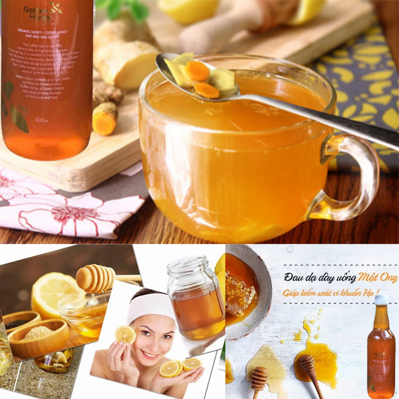Mật Ong hoa cà phê nguyên chất Golden Honey - tăng sức đề kháng, giảm ho, viên họng, dưỡng ẩm da và môi cang bóng mịn màng - Massel Official
