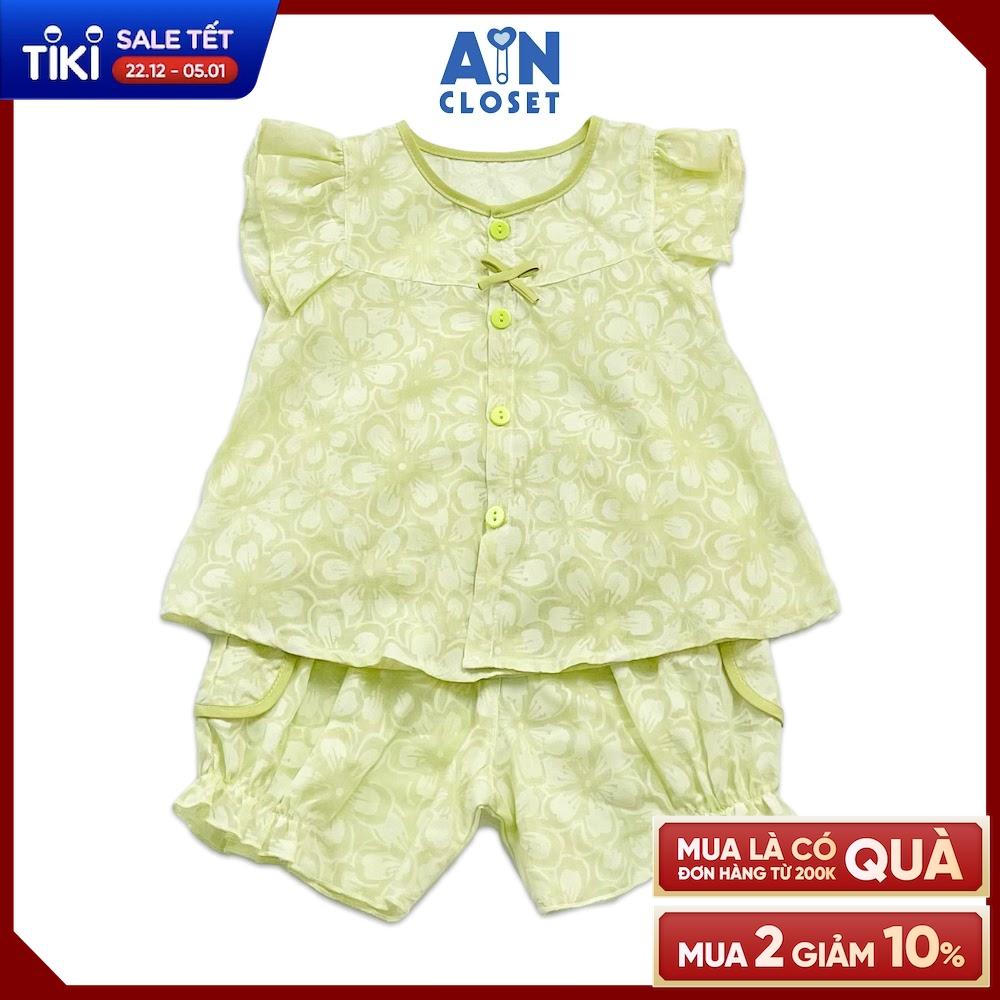 Bộ quần áo ngắn bé gái họa tiết hoa Mai Xanh green tea - AICDBGKNTPNW - AIN Closet