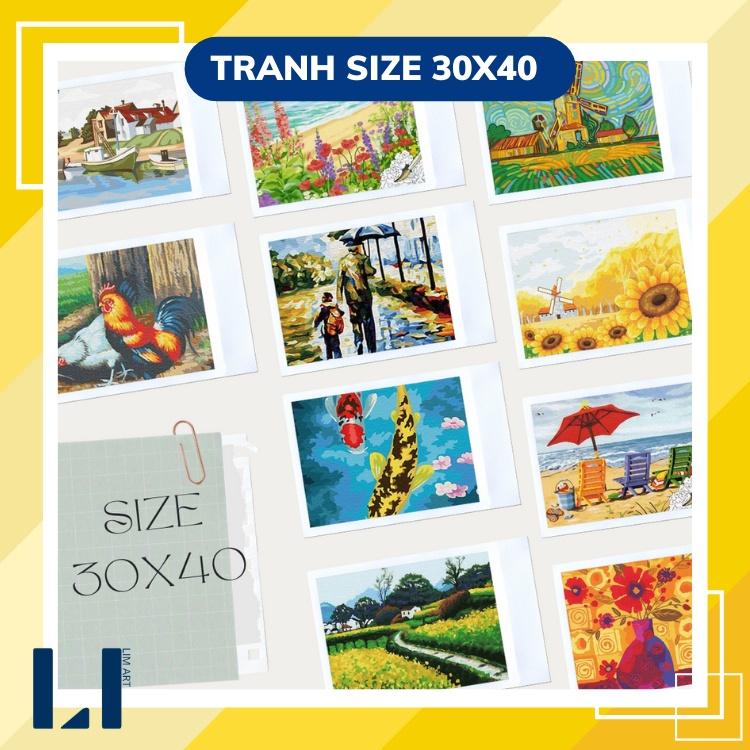 Tranh sơn dầu số hoá có khung- Tranh tô màu theo số size nhỏ 30x40