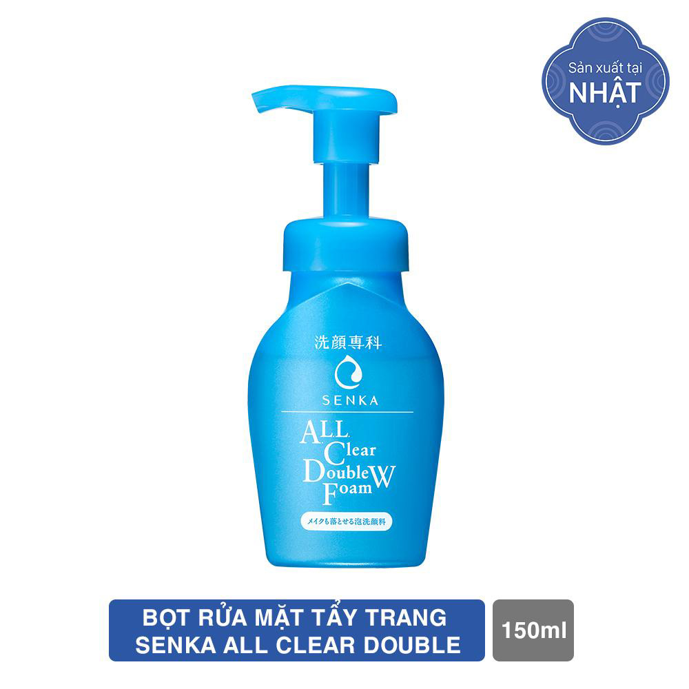 Bọt rửa mặt tẩy trang 2 trong 1 Senka All Clear Doublew Foam 150ml 16216 tặng Mặt nạ dưỡng da The Faceshop Real Nature (1 miếng)