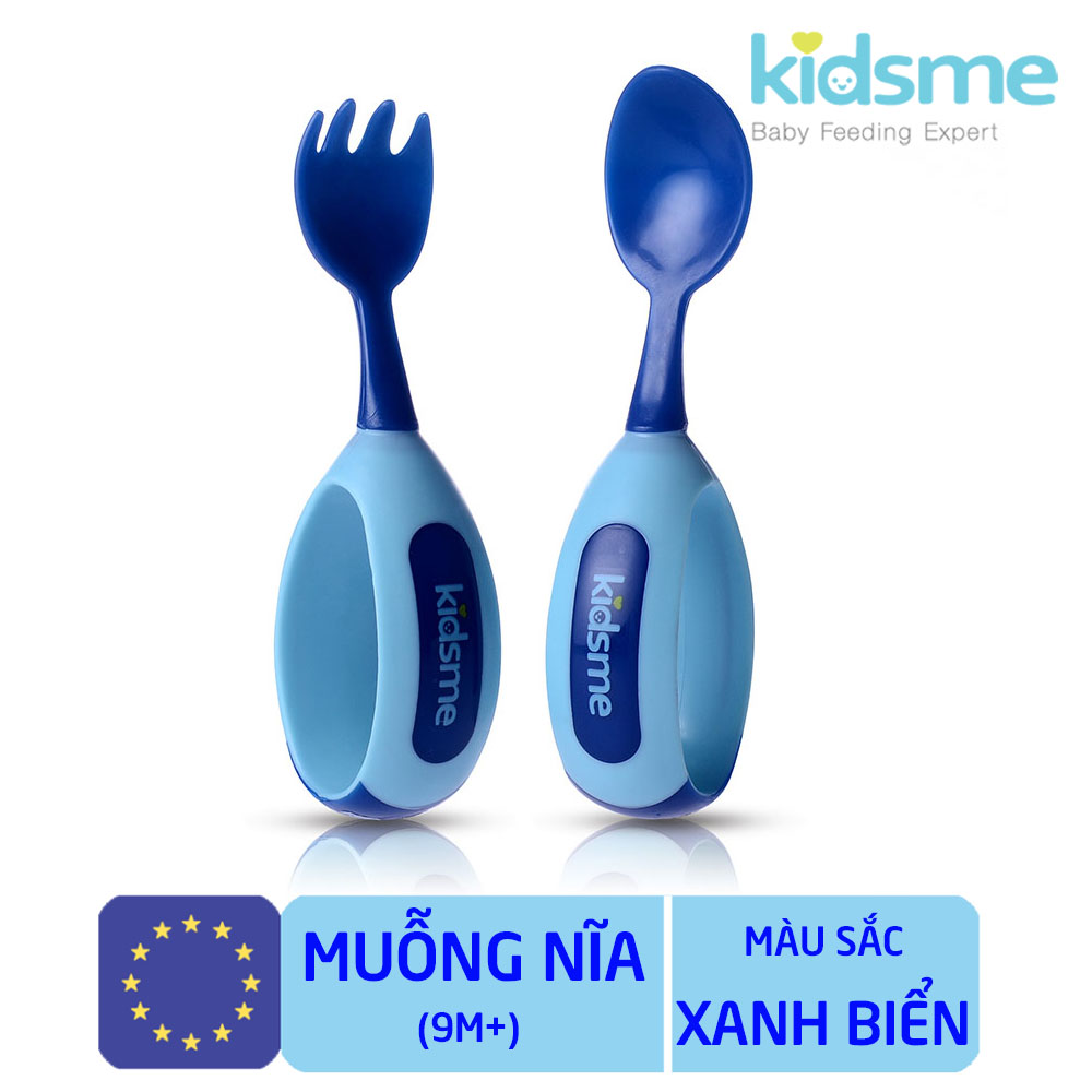 Bộ Nĩa Và Muỗng Tập Ăn Dặm Có Tay Cầm Kidsme Cho Bé Từ 9 Tháng Tuổi (Màu Ngẫu Nhiên)