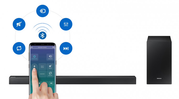 Loa thanh soundbar Samsung 2.1 HW-R450 200W - Điều khiển loa thanh qua điện thoại