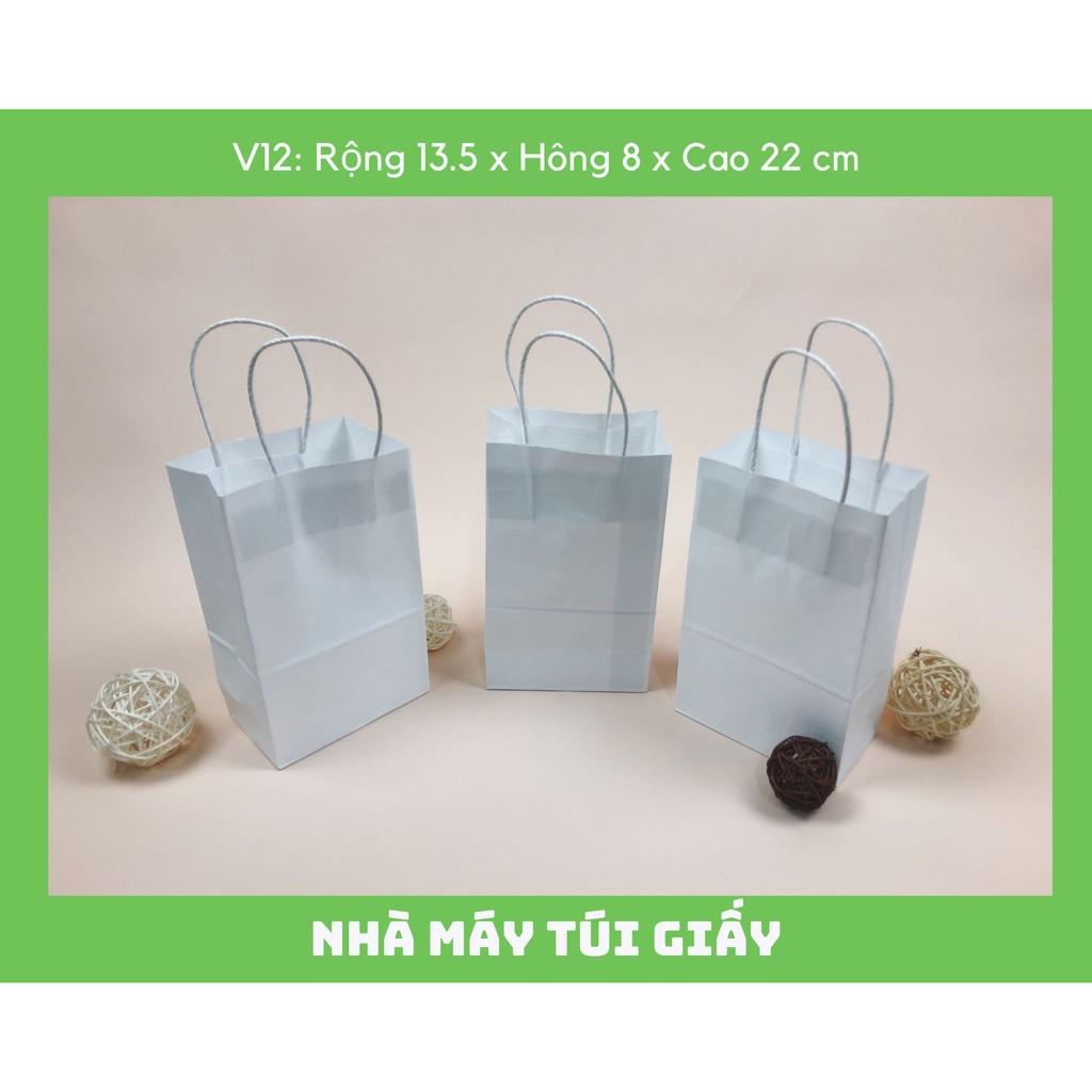 10 CHIẾC TÚI GIẤY KRAFT SIZE 12: 13.5x8x22 MÀU TRẮNG CÓ QUAI ( ẢNH THẬT)