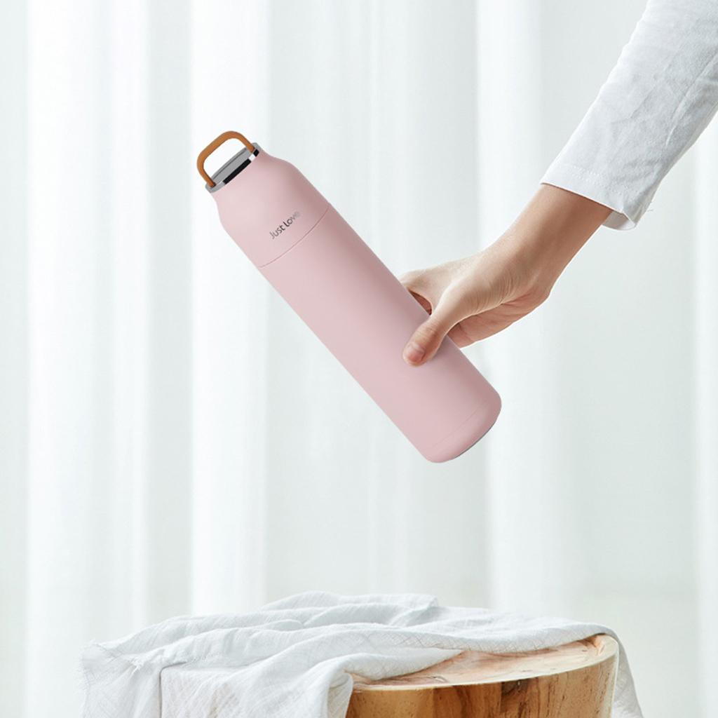 Insulated Cup Tumbler 500ml Silicone Handle 304 Stainless Steel Pink